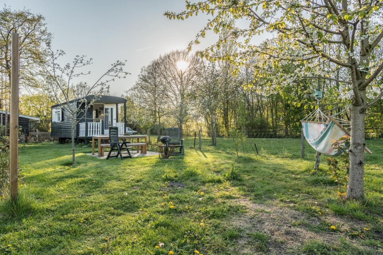 Pipowagen Elsebein Groningen Westerwolde Unieke Ligging Met Eigen Tuin En Vrij Uitzicht Over Veld Naar Natuurgebied Onstwedde Kültér fotó